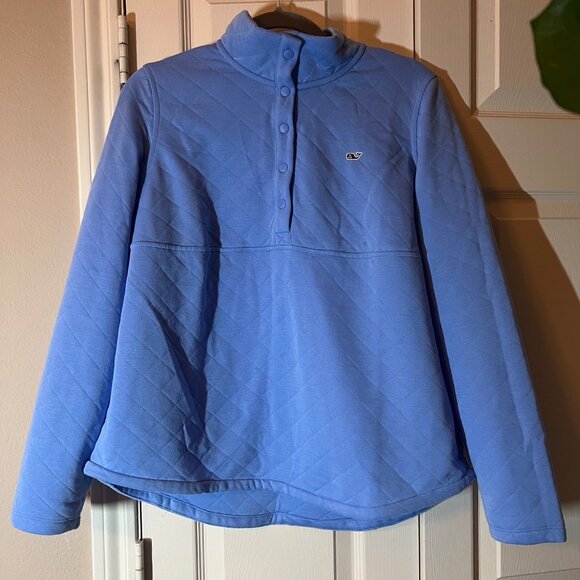 Women's Vineyard Vines Quilted Snap Pullover - Light Blue - Large - Picture 1 of 2